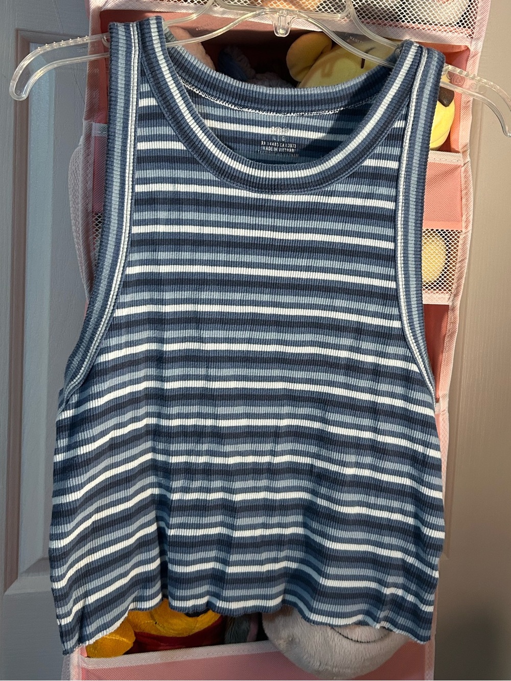AERIE RIBBED BLUE & WHITE STRIPED TANK
